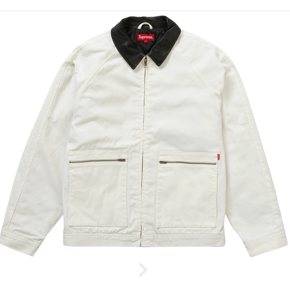 Supreme Leather Collar Work Jacket Natural